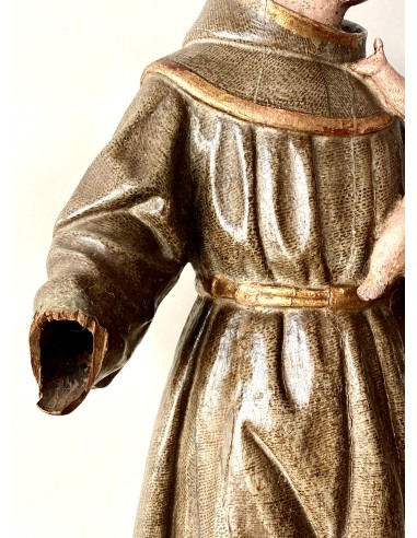 Talla de madera policromada de San Antonio de Padua del siglo XVIII en venta.