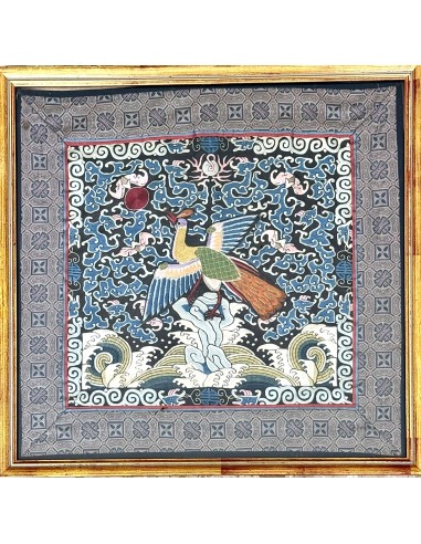 Antiguo cuadro chino de seda bordada a mano del siglo XIX en venta.