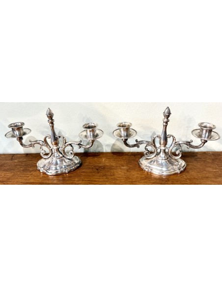 Coppia di candelabri d’argento sterling 925 Inghilterra primi del 900