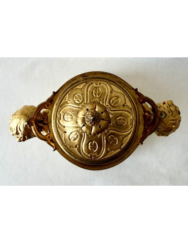 Antiguo tintero de bronce dorado del siglo XIX pieza de colección.