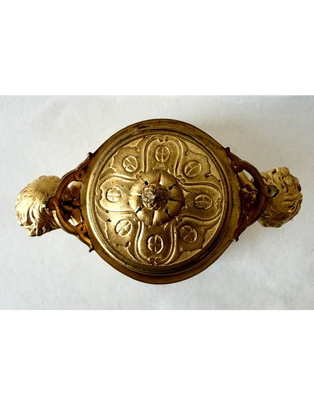 Antiguo tintero de bronce dorado del siglo XIX pieza de colección.