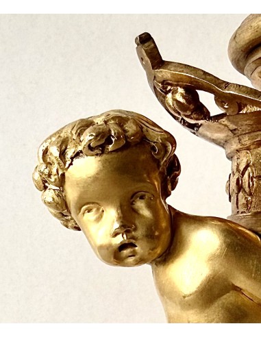 Antiguo tintero de bronce dorado del siglo XIX pieza de colección.