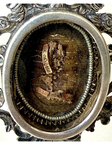 Antiguo Relicario custodia de plata siglo XVIII, Beato Nicolás Factor.